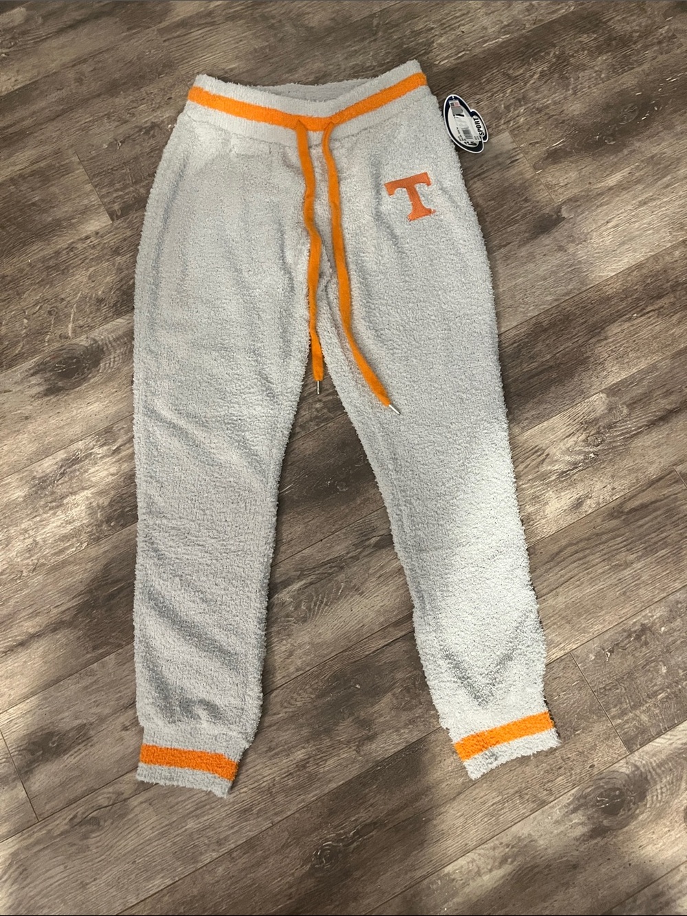 Tennessee Vols Collegiate Wear Cozy Plush Joggers in Light Gray with Orange Trim